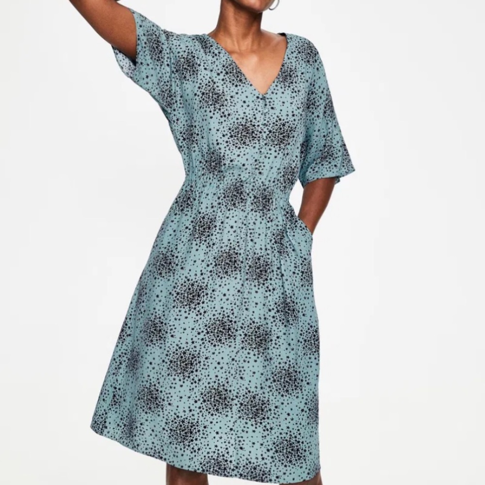 Boden Truro Dress - Blue Floral - Size 8L